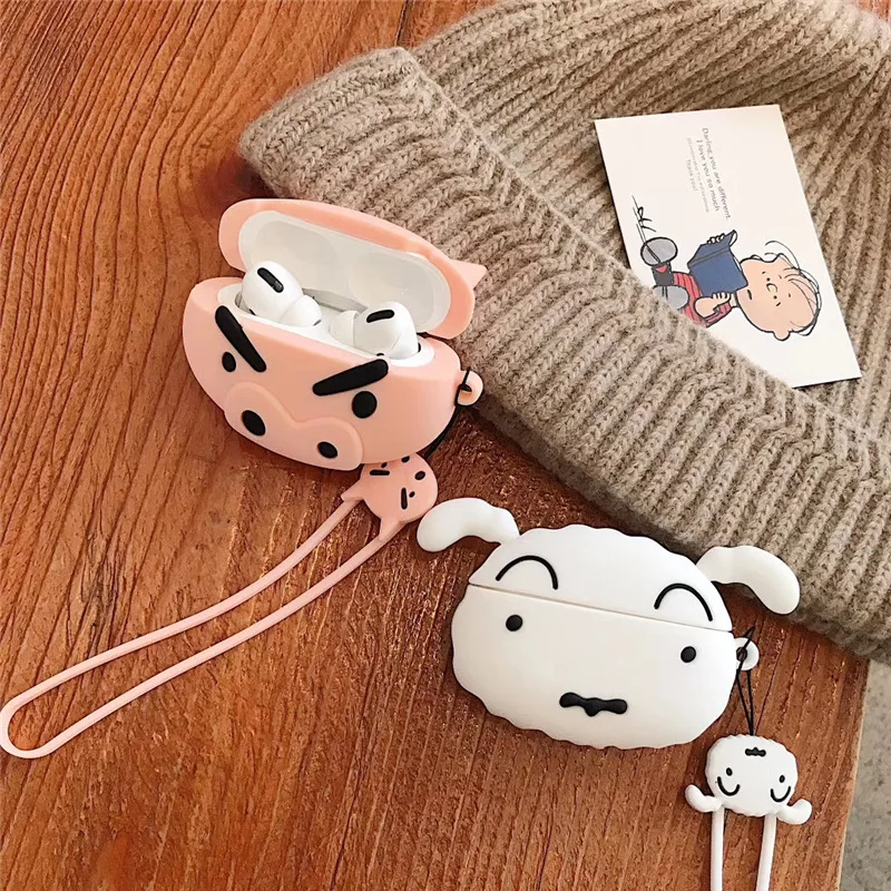 Силиконовый чехол Crayon Shin chan для AirPods pro, милый чехол для наушников с Bluetooth для Apple Airpod 3, роскошный защитный чехол с рисунком