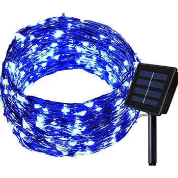 

Solar String Lights Outdoor 100 LED Waterproof Fairy String Decorative Copper Wire Lights for Wedding Patio Bedroom Party Blue