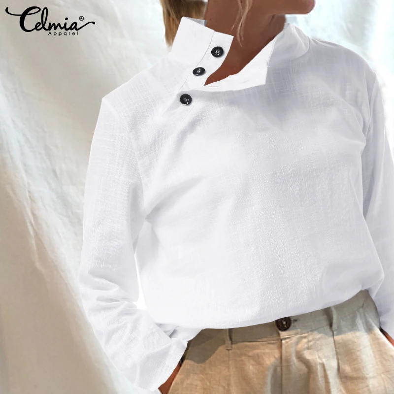 2020 Fashion Tops Tunic Women Celmia Long Sleeve Blouses Autumn Female Button Cotton Linen Shirt Casual Loose Blusas Femme S-5XL 2020 Fashion Tops Tunic Women Celmia Long Sleeve Blouses Autumn Female Button Cotton Linen Shirt Casual Loose Blusas Femme S-5XL