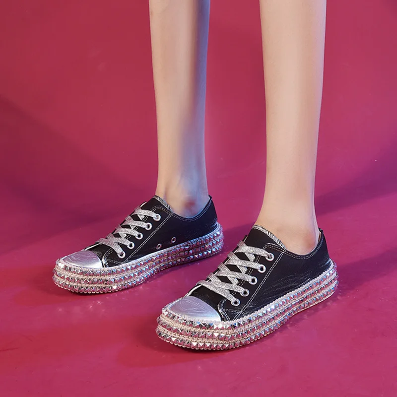2019 Autumn New Wild Fashion Version of the Rivet Canvas Shoes Women's Net Red Cool High Quality Shoes Ulzzang Leopard Shoes