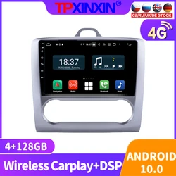Radio Multimedia con GPS para coche, Radio con reproductor de vídeo, estéreo, accesorios, DVD, 2Din, Android 10, 128GB, para Focus Exi AT 2004   2011