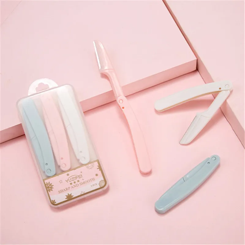 Foldable Portable Eyebrow Trimmer Makeup Facial Eyebrow Lip Folding Razor Hair Remover Sharp Stainless Steel Makeup Tools 1/3pcs eyebrow trimmer set,eyebrow trimmer,eyebrow razor set,eyebrow razor,facial hair remover,hair remover,eyebrow trimmer blade