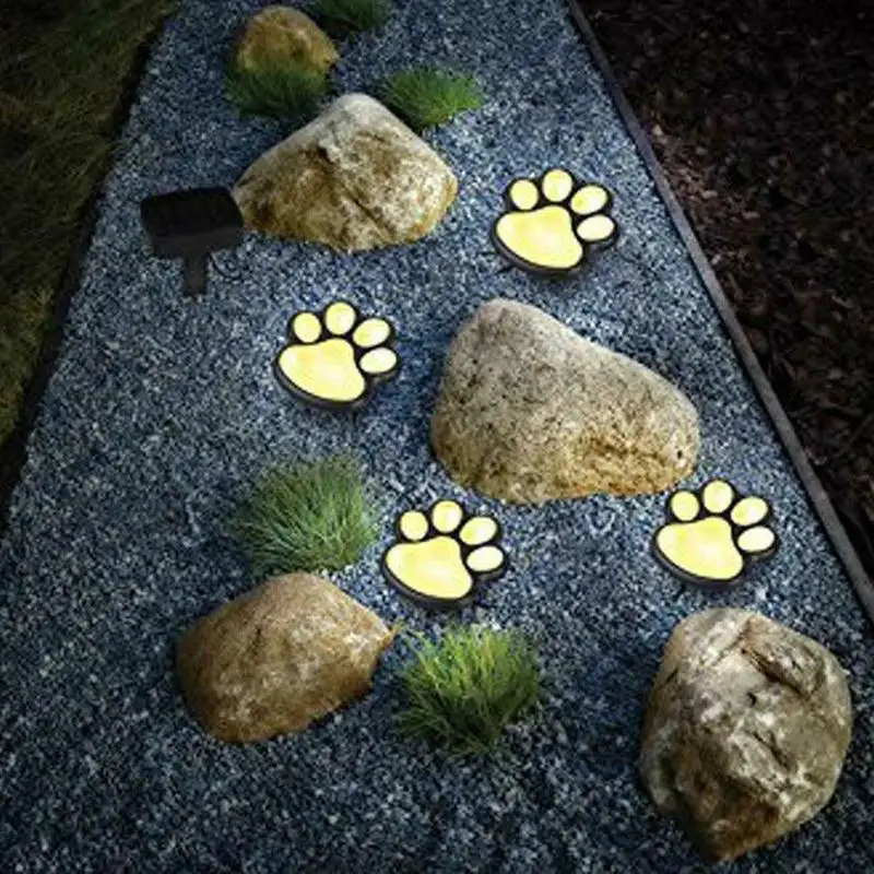 Светодиодный садовый светильник на солнечной батарее Открытый водонепроницаемый для украшения сада Собака Кошка Животное лапа печать светильник s Путь Газон лампа