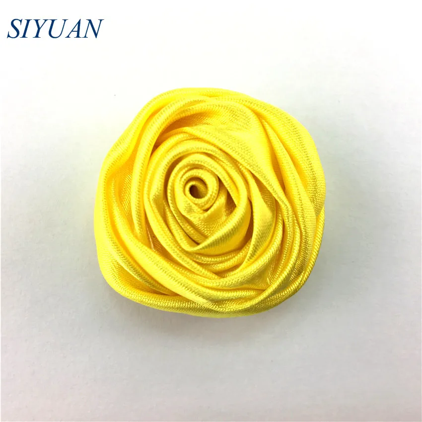 13-yellow 10 шт./лот, искусственные аксессуары для волос 1,4 '', мини-свернутый атласный цветок с зажимом для волос, цветок бутон розы, Свадебный декор TH64 - Цвет: 13-yellow