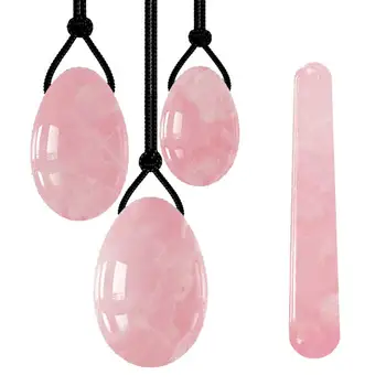 

Natural Rose Quartz Yoni Egg Set Kegel Exerciser Massager Vaginal Jade Egg Vaginal And Muscles Tightening Crystal Drilled Eggs