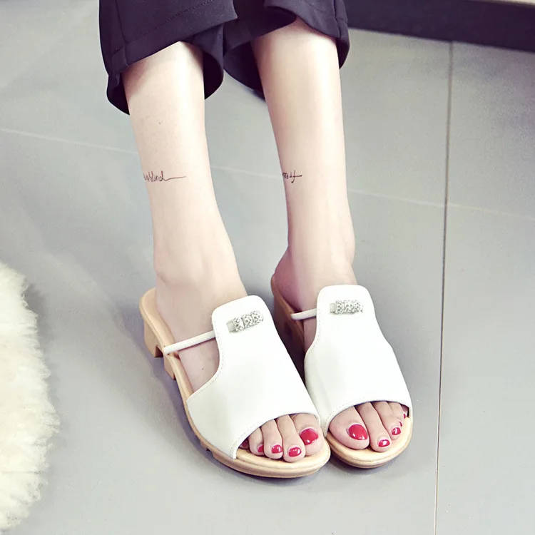 

2018 Women's Summer New Style Slipper Korean-style Beach-Style Fish Mouth Peep-Toe Sandals Students Line-styled Sandals