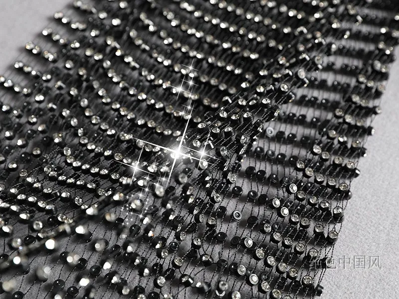 Sexy Summer Black Mesh Beads Women Mesh Top Sleeveless O Neck Sexy Fashion Clubwear Hollow Out