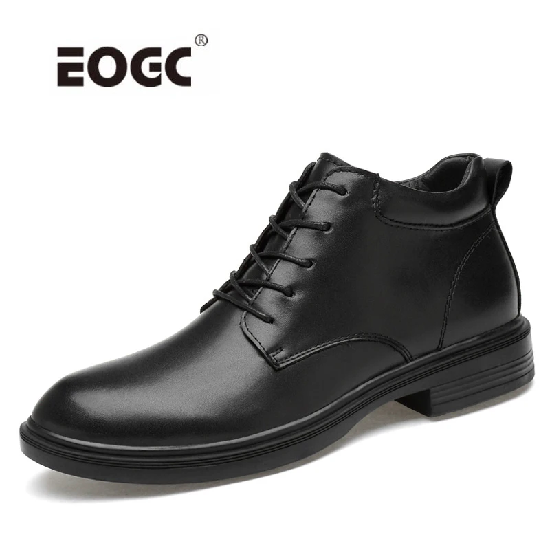 ウトレットストア 天然皮革ブーツ男性プラスサイズ防水秋冬メンズ靴プラットフォーム耐摩耗性ゴム足首雪のブーツの靴 Basic Boots 正規通販 Centerofhope Haiti Org