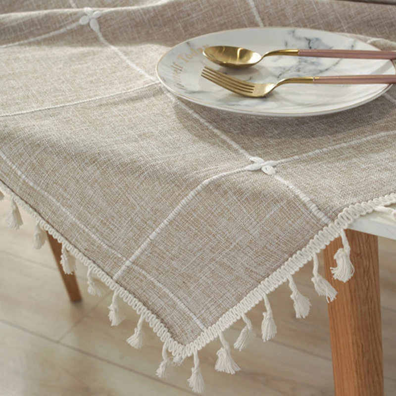 Table Cloth Tassel Tablecloth Rectangular imitation cotton tablecloth Tablecloths Dining Table Cover mantel  mesa coffee table