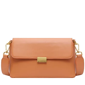 

Korean Style Chic Elegant Women's Bag Simple Lock Flap Bag Messenger Bag Spring and Summer New Broadband Shoulder Bag