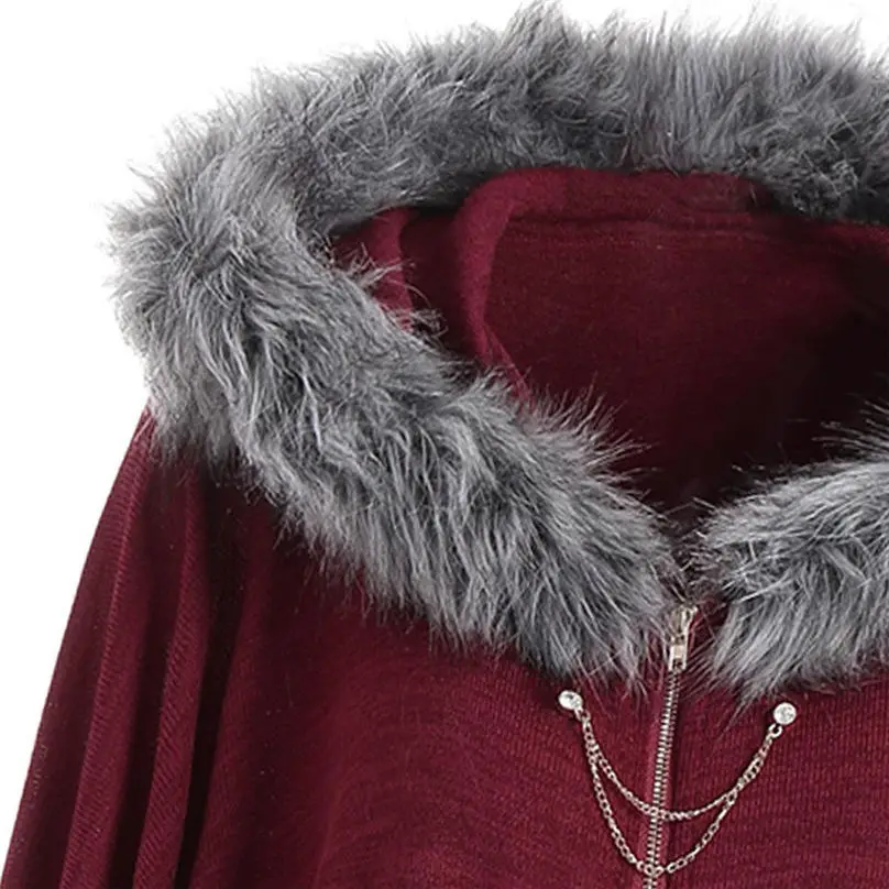 New Fashion Women Cloak Coat Winter Keep Warm Plus Size Bat Sleeve Hooded Plush Hat Zipper Holiday Party Cape Coat 4O24 (19)