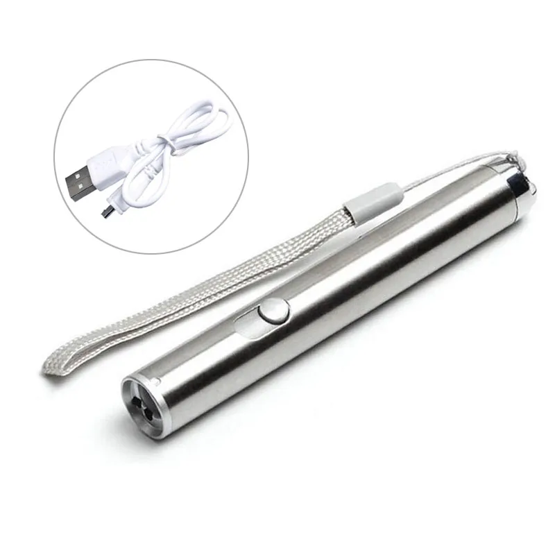 

stainless steel Waterproof LED USB Chargeable Flashlight Powerful Rechargeable Cree Torch Keychain Pen Flashlight outdoor tools