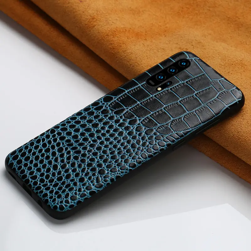 Синий Новинка, кожаный чехол для Honor 20 Pro, роскошный, полный, защитный, противоударный, задняя крышка для huawei P20 Lite P30 Pro mate 20 pro - Цвет: Синий