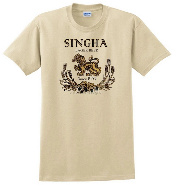 Singha T Shirt Thailand Gray Khaki White Yellow S Free Usa - T-shirts - AliExpress