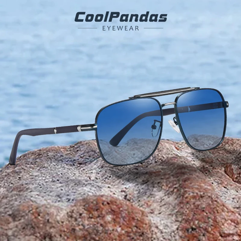 Coolpandas 2022 Men's Sunglasses Square Polarized Retro Gradient Lens