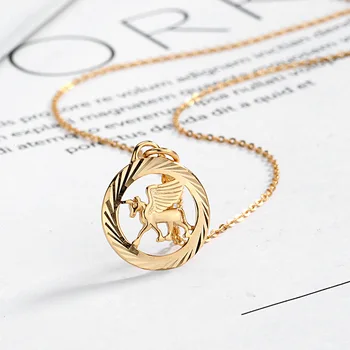 

Leouerry 925 Sterling Silver Pegasus Unicorn Necklace Round Circle Pendant Clavicle Chain Necklaces for Women Silver 925 Jewelry