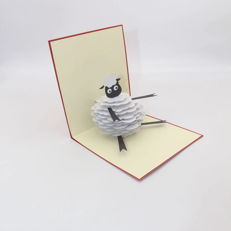  3D Handmade Cartoon Comic Sheep Paper Invitation Greeting Card PostCard Student Children's Day Kids - 4000336871835
