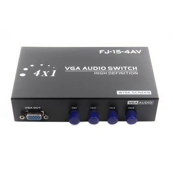 

4 Port Audio + Vga Sharing Switch Box Switcher Wide Screen Key-Press Switch For Hdtv Projector