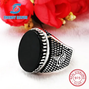 

rose gold color silver 925 fine jewelry man rings men accessories turquoise gemstone natural onyx agate wholesale flat big TCR84