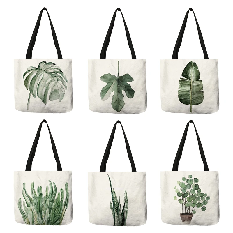 Многоразовая сумка для покупок с акварельным принтом Pteridophyte тоут банановым