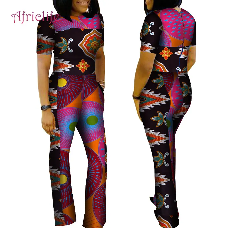 Индивидуальный Африканский комбинезон для женщин, короткий рукав, длина по щиколотку, широкие штанины, Анкара, комбинезон, летняя одежда для работы, WY4170 - Цвет: 7