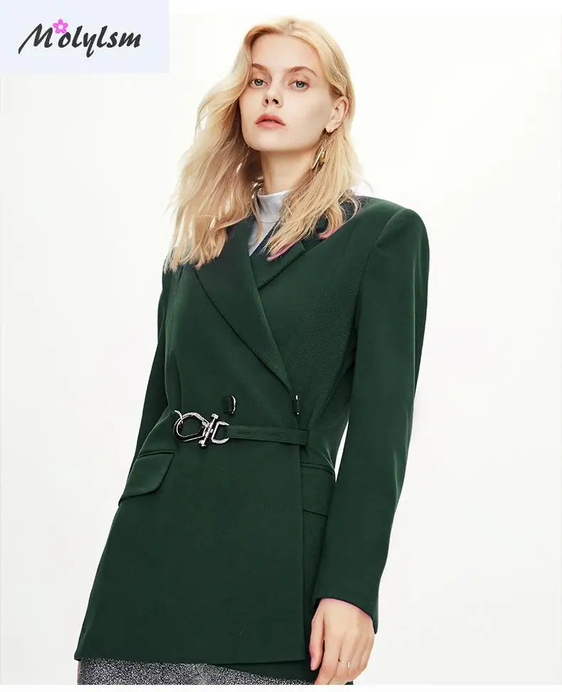 New Windbreaker In Autumn And Winter 2020 Retro Suit Belt Slim Veste Femme White Blazer Women