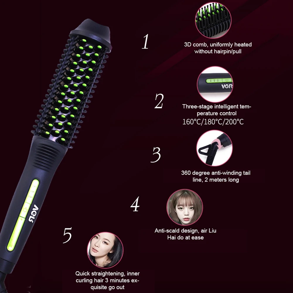 Billig Neue Elektrische Schnell Bart Kamm Tragbare Männer Frauen Haar Richt Pinsel Haar Bart Begradigt Pflege Wärme Pinsel