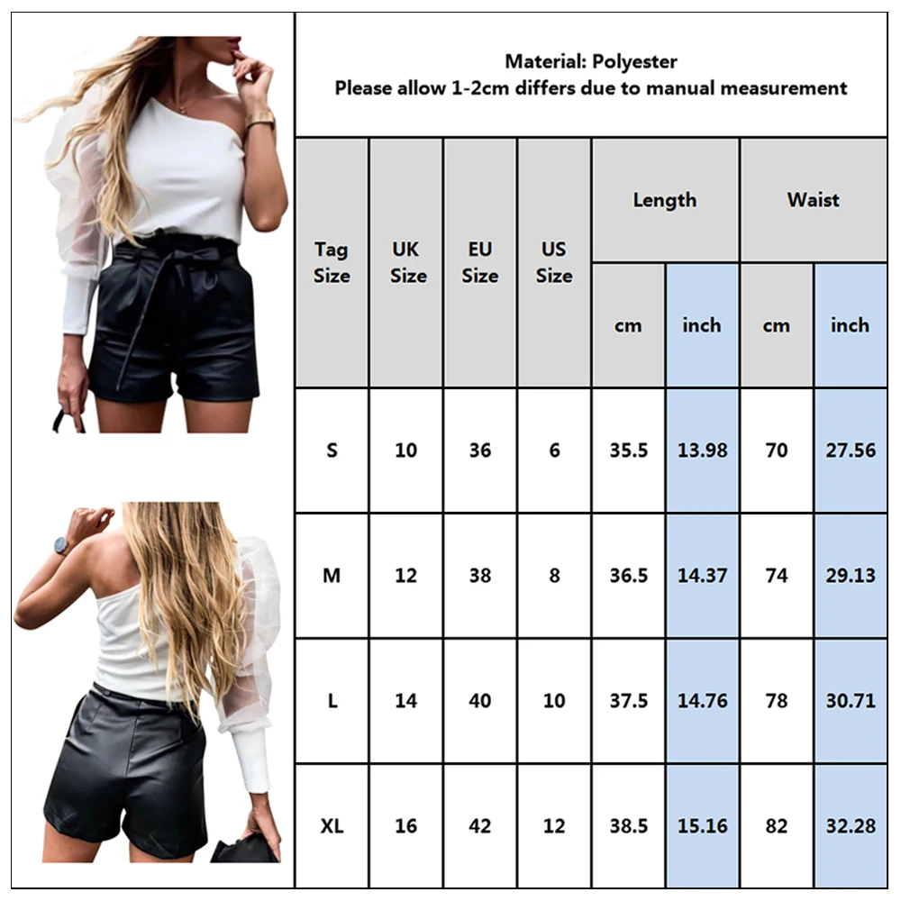 Women Leather Shorts England Style 