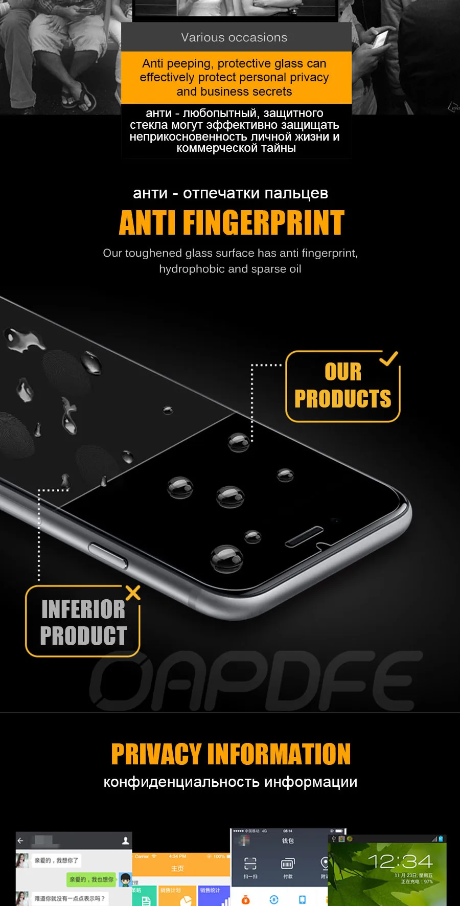 Антишпионское закаленное стекло для iPhone X, XR, XS, 11 Pro, Max, Защита экрана для конфиденциальности iPhone 8, 7, 6, 6S Plus, 5S, SE, защитное стекло, пленка