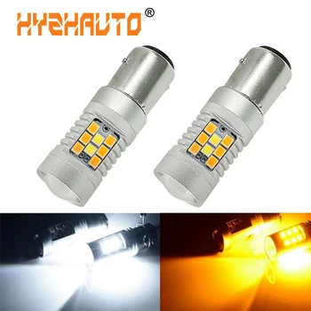 

HYZHAUTO 2Pc 1157 Dual Color Switchback LED Bulb White+Amber BAY15D P21/5W Car LED Driving Lamp Turn Signal Lights 3030+2835 SMD