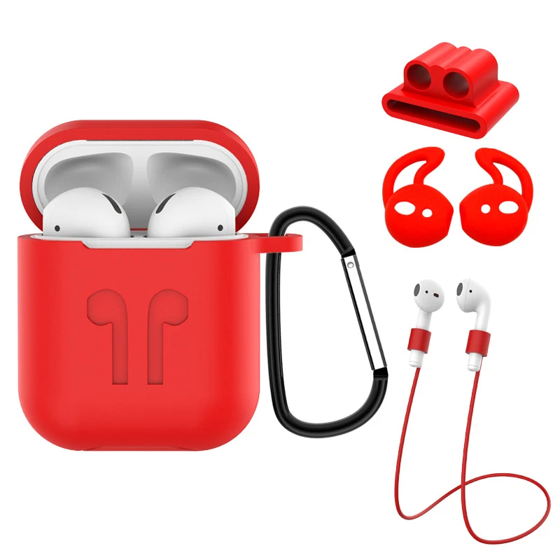 6 в i идеальный чехол для airpods 2 1 чехол противоударный для Apple Air pods 1 защитный чехол для наушников водонепроницаемый чехол s Аксессуары - Цвет: Red Set