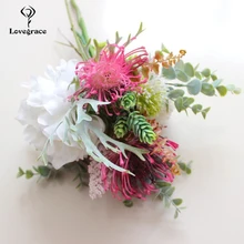 Искусственные пионы, розы, букет для невесты, зеленый эвцилаптус, шелковые цветы, комплект для дома, свадьбы, Декор, цветы