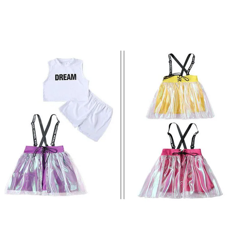 Girls Jazz Dance Costumes Hip Hop Outfits Cheerleading Performance Clothing Street Dancing Dress Suit Kids Modern Stage Wear