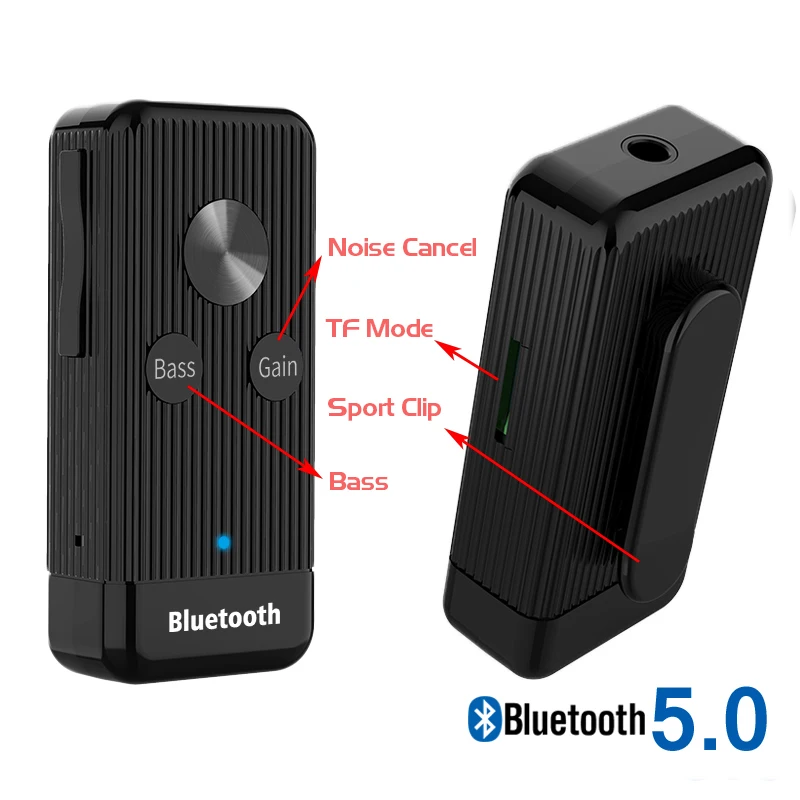 Aux Bluetooth 5.0 Audio Receiver 3.5mm Jack Portable Clip Wireless Bass Hifi Stereo Headphones Adapter Support TF Card Play bluetooth adapter,bluetooth audio receiver,bluetooth transceiver adapter,audio adapter,bluetooth aux adaptor