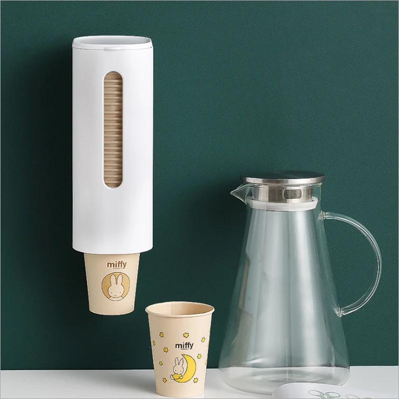 

Disposable Cup Storage Rack Automatic Cup Remover Household Paper Cup Holder Wall- Mounted Water Dispenser Plastic Cup Rack