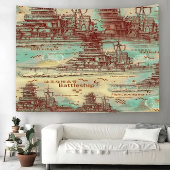 

Wall Hanging Digital Printed Retro Warship Tapestry Mural Beach Towel Decorations for Home Custom Tapestry