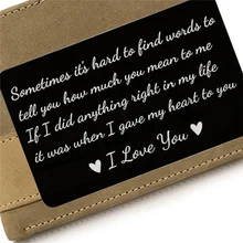 New Year Love Note Boyfriend Gifts Engraved Wallet Cards Inserts Anniversary Gifts party favors Christmas Gifts for Husband Men