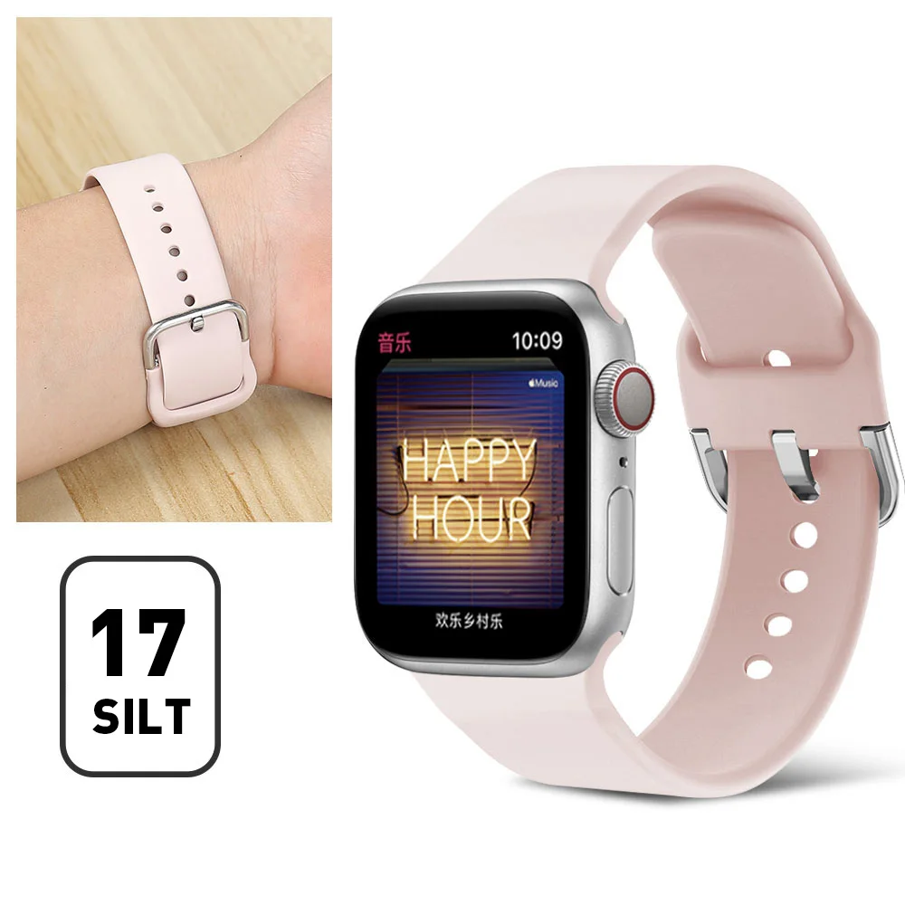 Sand powder Подходит для Apple 38 мм 42 мм iWatch 5 ремешок 44 мм 40 мм u-образная пряжка спортивный силиконовый наручный браслет часы Apple 4 ремешок аксессуары - Цвет ремешка: Sand powder
