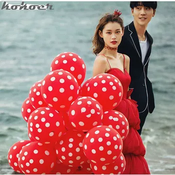 

15pcs/lot 2.8g Red And Black Polka Dot Latex Balloons Mickey theme birthday globos wedding baby shower party decorations