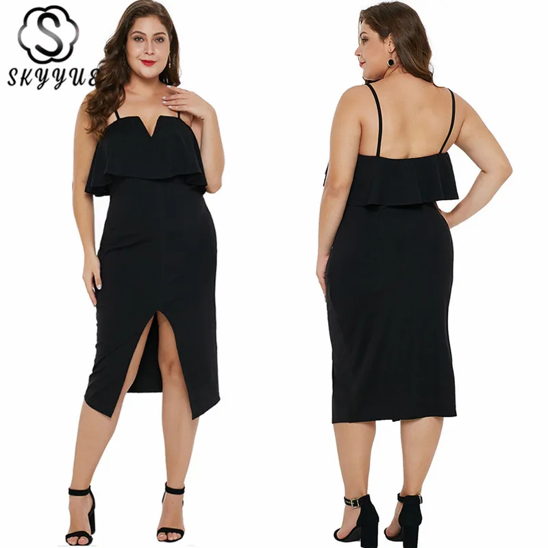 

Skyyue 2019 Sling Sleeveless Robe De Soiree Backless Formal Gowns Plus Size Evening Dress Boat Neck Women Party Dresses T029