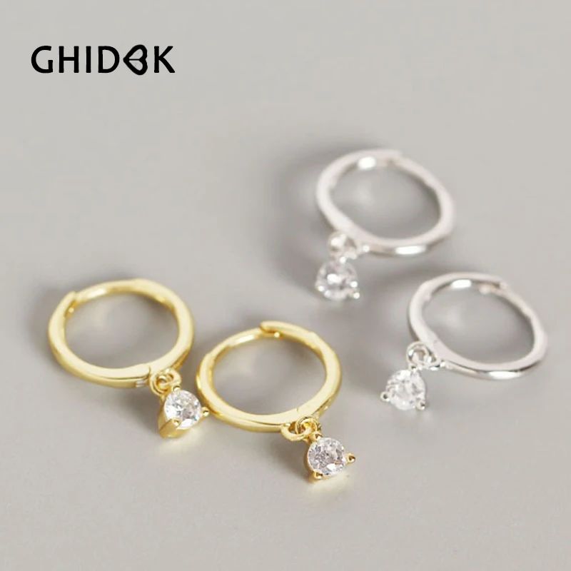 GHIDBK минималистский S925 из настоящего серебра и кубического циркония серьги в виде