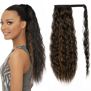 

Long Afro Kinky Curly Ponytail Synthetic Hair Pieces Ribbon Drawstring Clip on Ponytail Hair Extensions False Hair Pieces