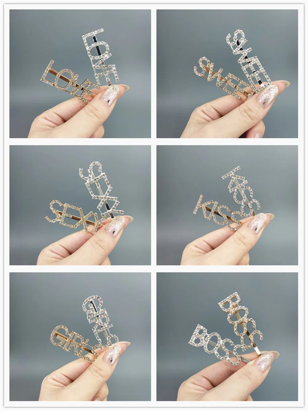 2PCS Shining SWEET LOVE SEXY Letter Hairpins Diamond Barrette Hair Clips For Girls Styling Tool Hairgrip Women Hair Accessories (19)