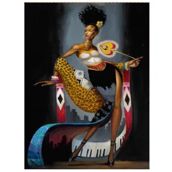 

5d Diamond Painting African Girl Wall Art Handmade Cross Stitch Picture Portrait Home Decal Full Round Drill Embroidery Gifts