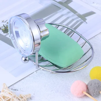 

Bathroom Soap Holder Strong Suction Soap Dish Kitchen Wall-mounted Drain Hollow Soap Box (Chromium Plating Color)