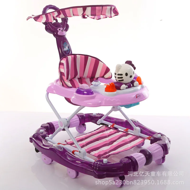 Новинка, детские ходунки, Детская многофункциональная музыкальная качалка-качалка с поворотом - Цвет: purple kitten