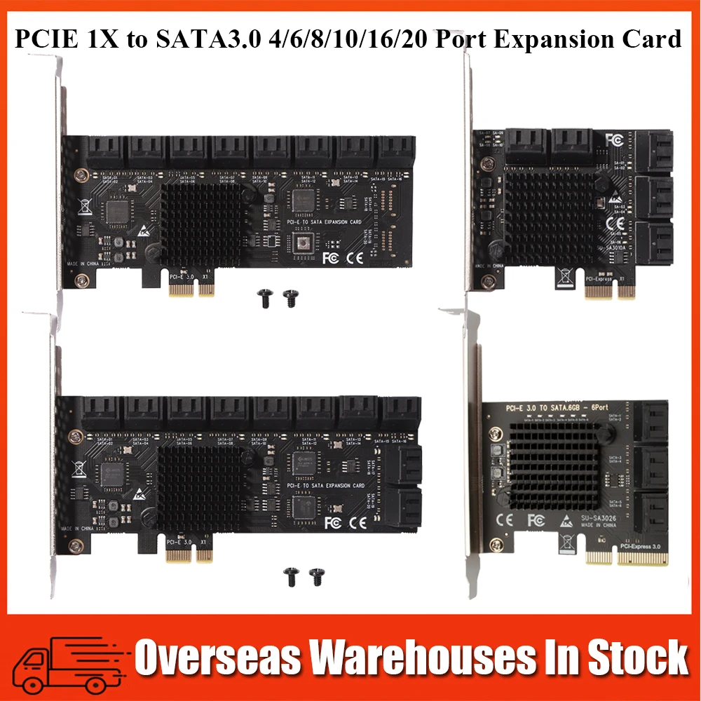 6Gbps PCI-E 1X/4X to SATA 3.0 4/6/8/10/16/20 Ports Expansion Card PCI Express III Converter Adapter for Desktop PC | Компьютеры и офис