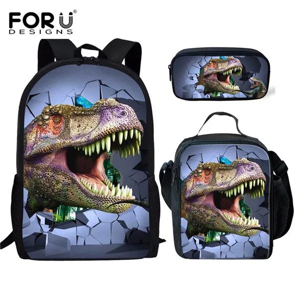 FORUDESIGNS/детские школьные сумки с объемным рисунком динозавра; повседневные Детские Модные школьные сумки; сумки на плечо для мальчиков-подростков - Цвет: HX689CGK