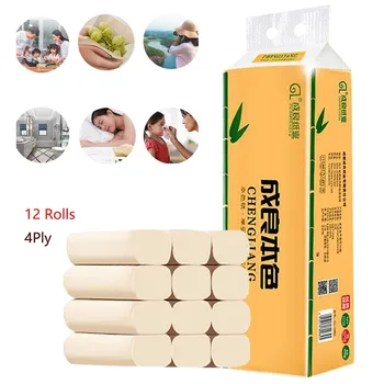 

12 Rolls/Lot Hollow roll paper Toilet Roll Paper 4 Layers Home Bath Toilet Roll Paper Primary Wood Pulp Toilet Paper Tissue Roll