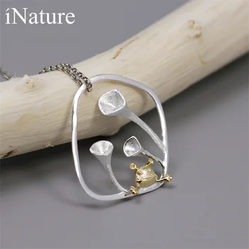 

INATURE 925 Sterling Silver Cute Elf Flower Pendant Necklace For Women Jewelry Bijoux